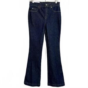 Spanx Jeans Womens Medium Denim Flare Raw Indigo Wash Core Shape Blue